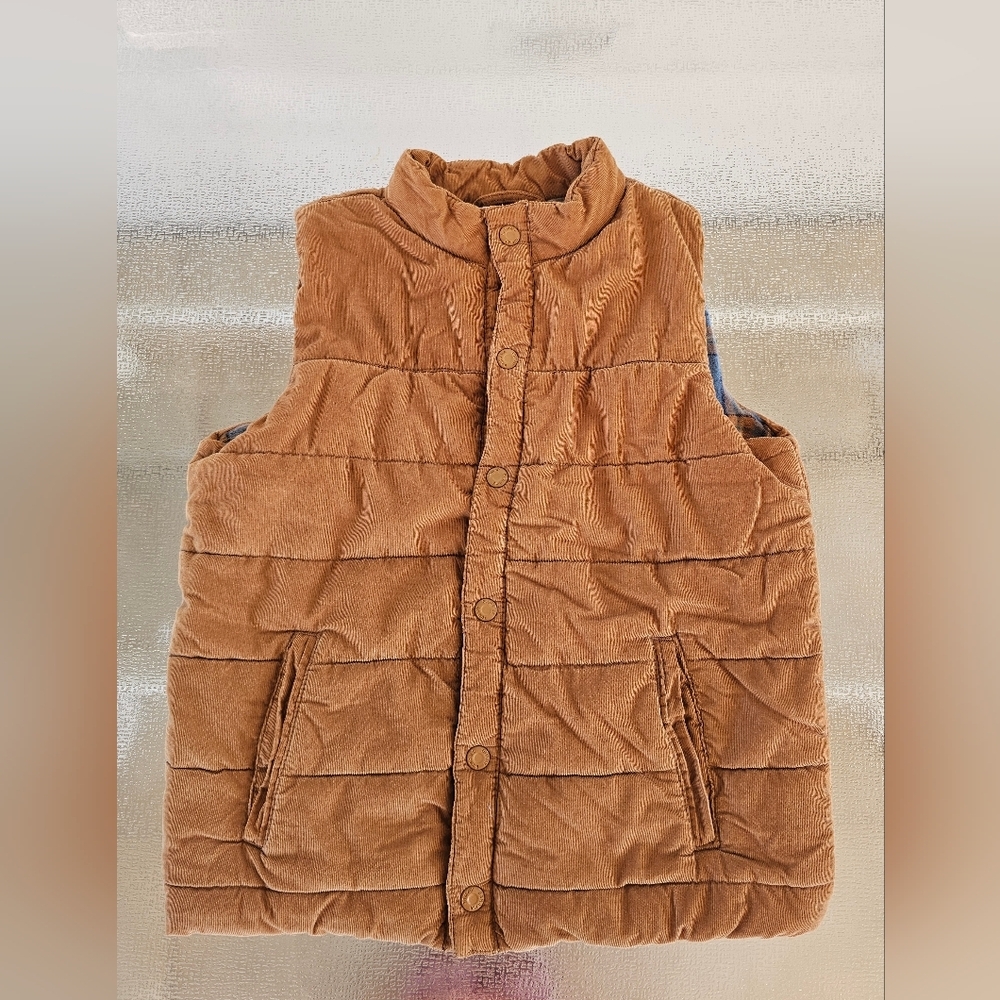 Tommy Bahama Kids XL 14 Corduroy Puffer Vest Plaid Lined Brown Outdoor Warm - Picture 3 of 9